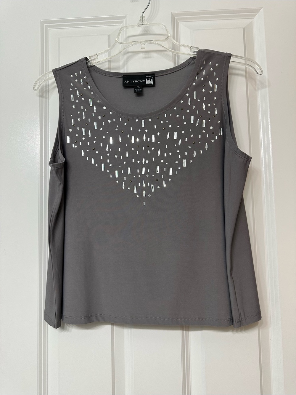 Antthony Gray Tank Top with Silver Bead Accents